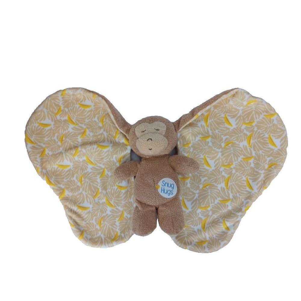 Kids Preferred Big Ear Monkey Banana Leaf Snug Hugs Lovey Security Blanket Plush